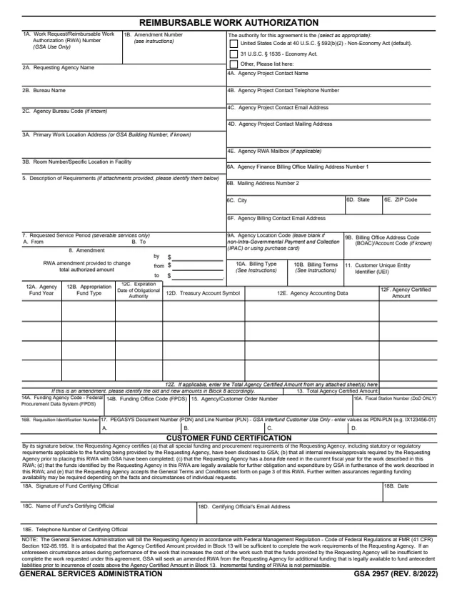Page 1 of form GSA2957