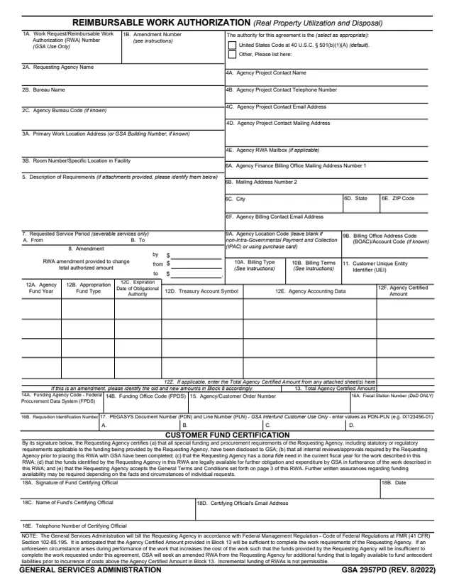 Page 1 of form GSA2957PD