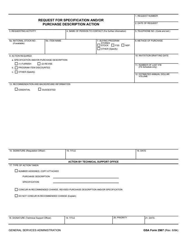 Page 1 of form GSA2967