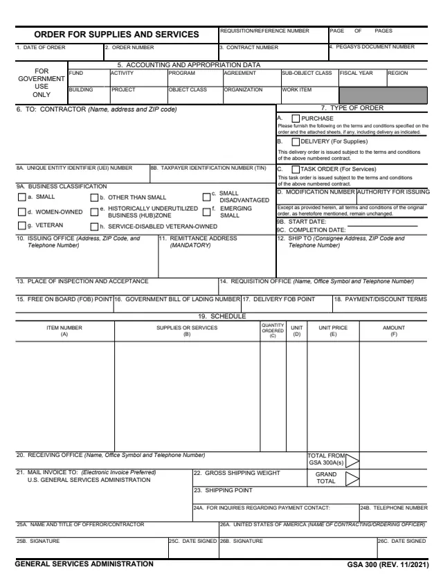 Page 1 of form GSA300