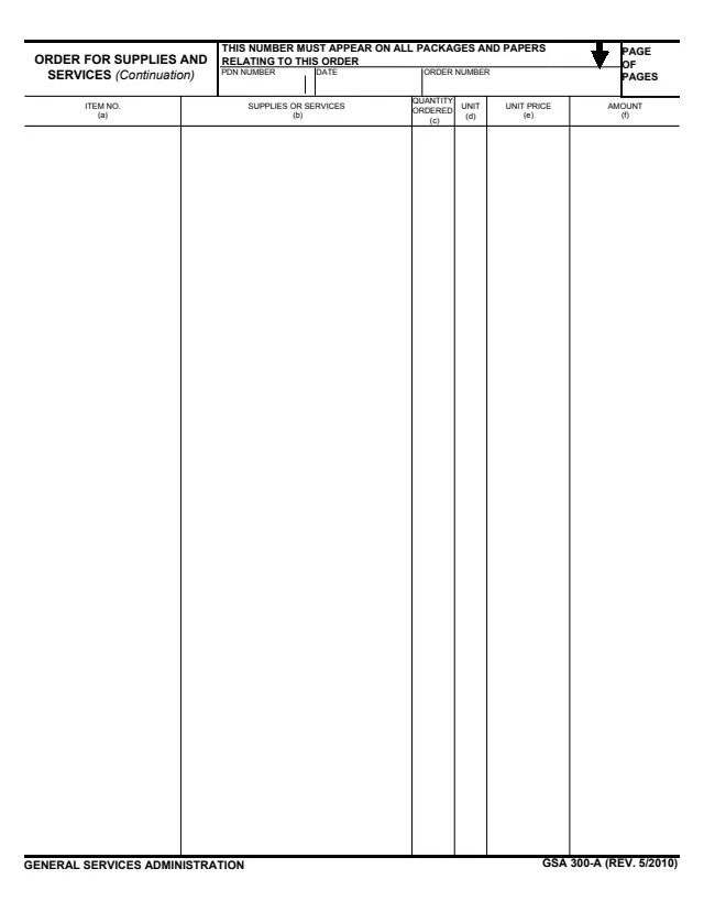 Page 1 of form GSA300A