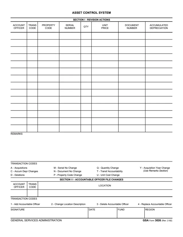 Page 1 of form GSA3026