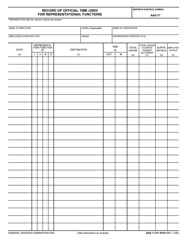 Page 1 of form GSA3079