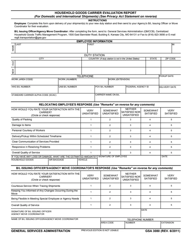 Page 1 of form GSA3080