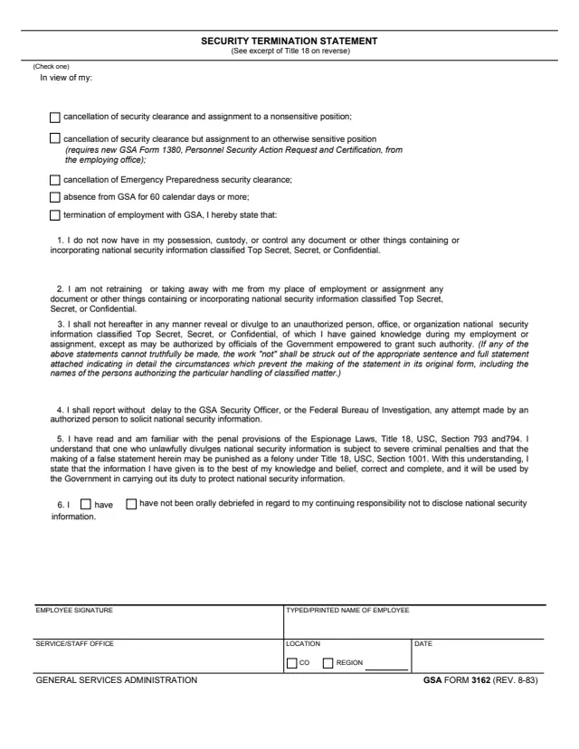 Page 1 of form GSA3162