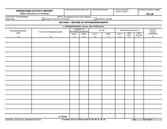 Page 1 of form GSA3163