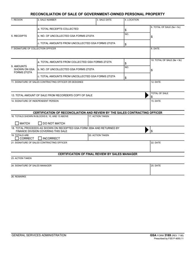 Page 1 of form GSA3169