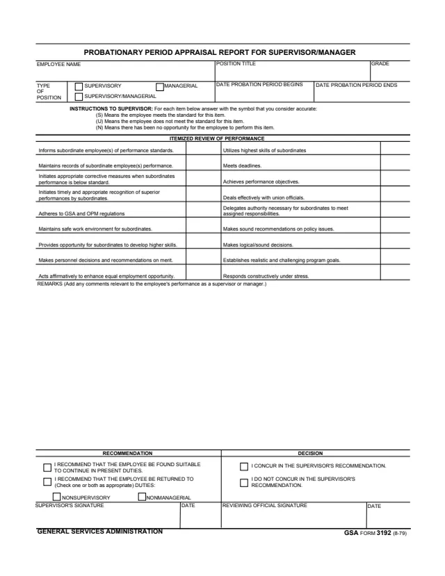 Page 1 of form GSA3192