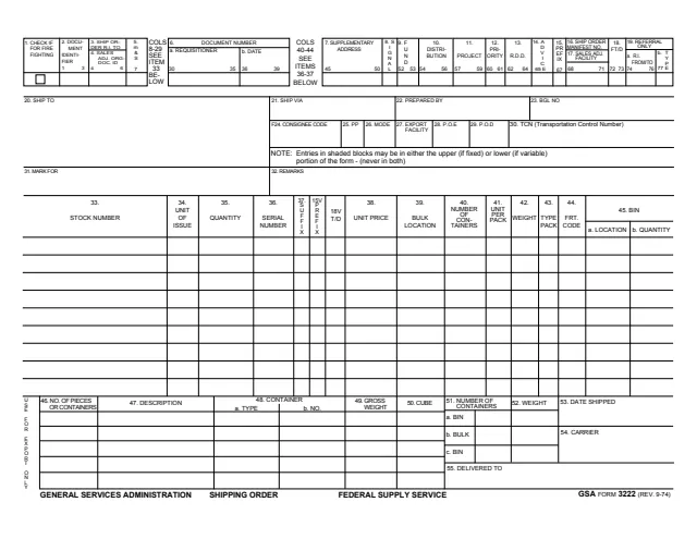 Page 1 of form GSA3222