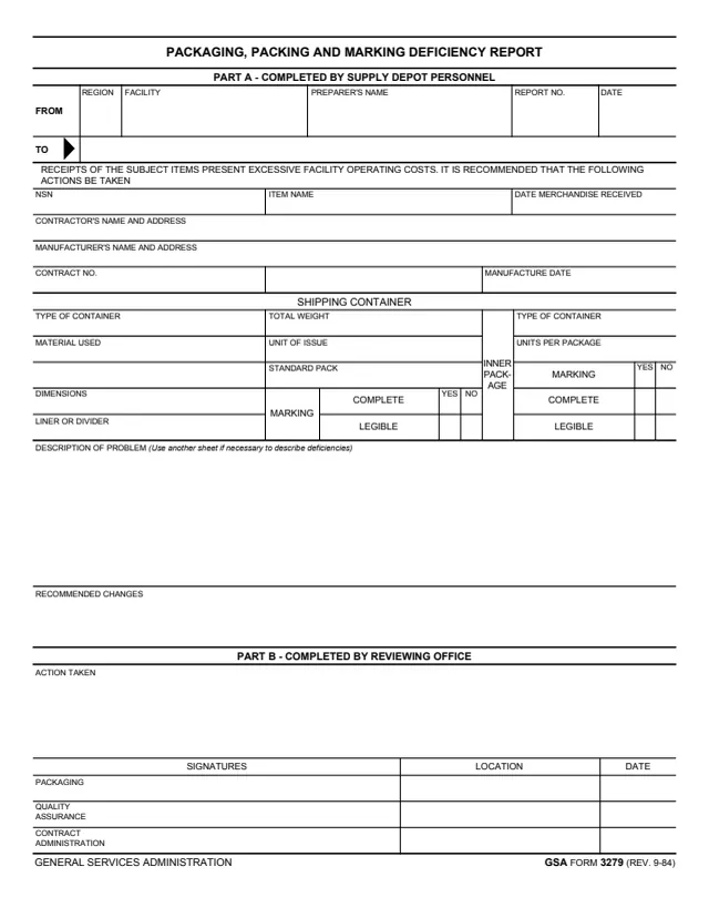 Page 1 of form GSA3279
