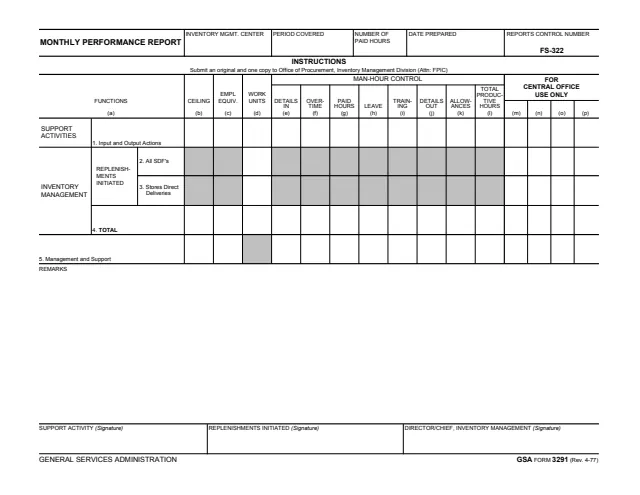 Page 1 of form GSA3291