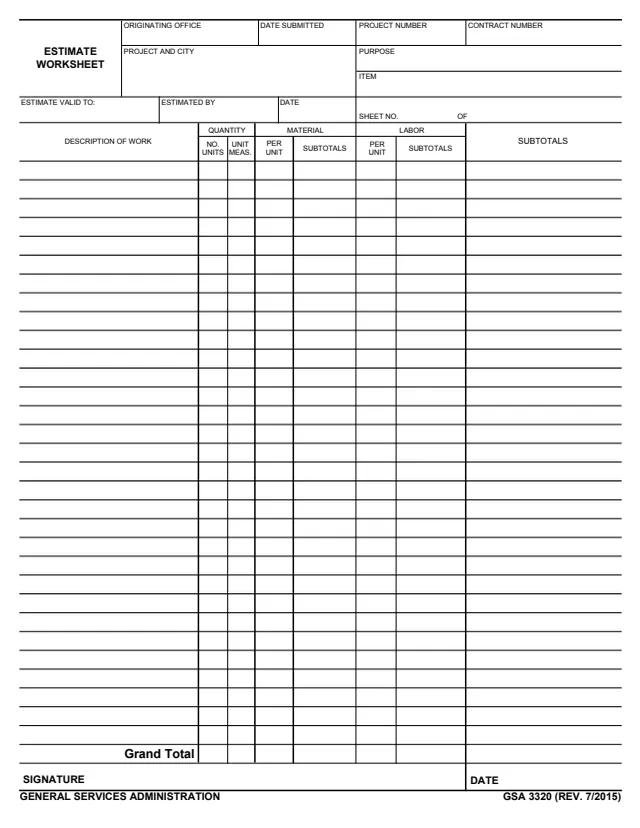 Page 1 of form GSA3320