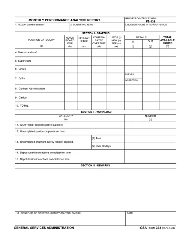 Page 1 of form GSA333