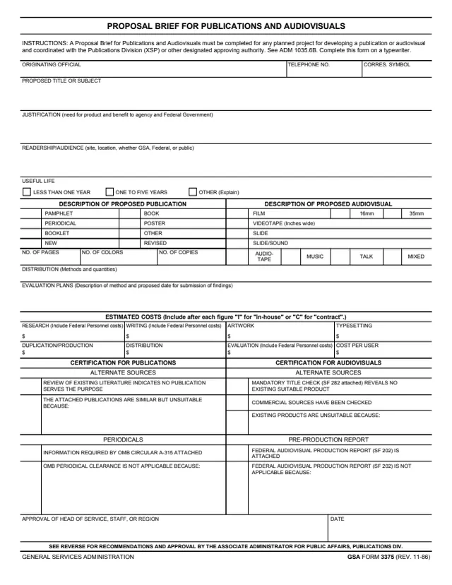 Page 1 of form GSA3375