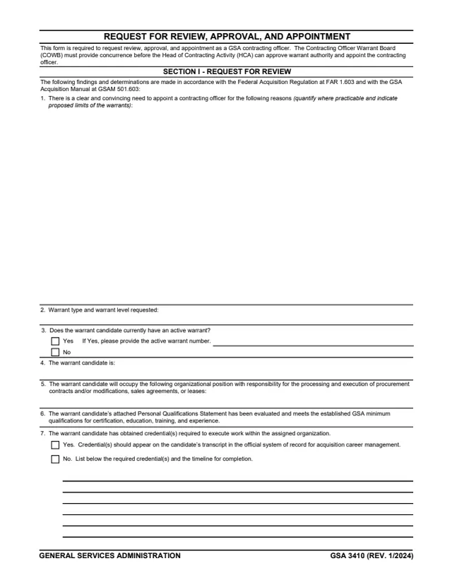 Page 1 of form GSA3410