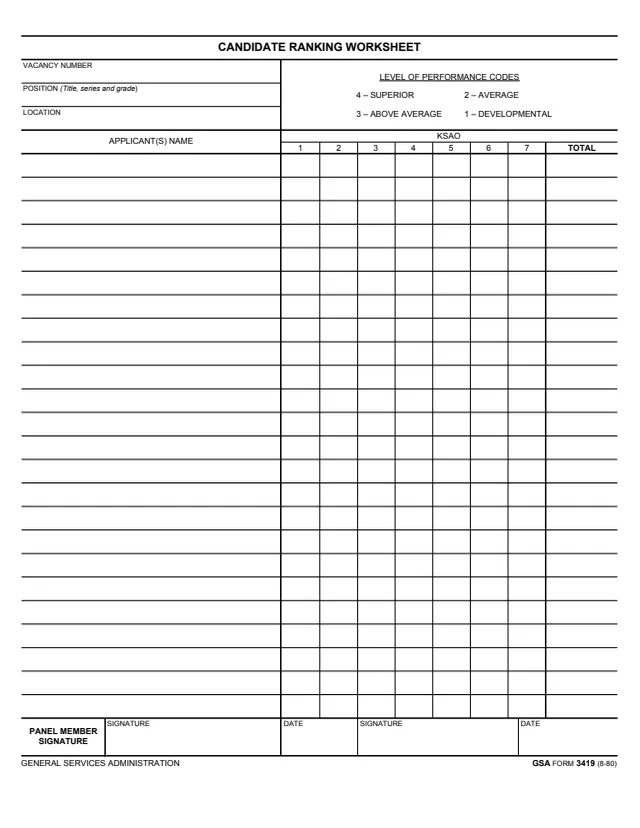 Page 1 of form GSA3419