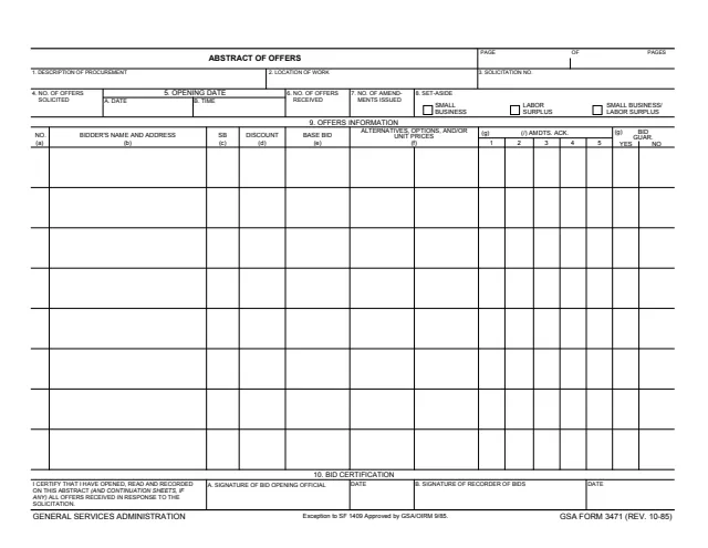 Page 1 of form GSA3471