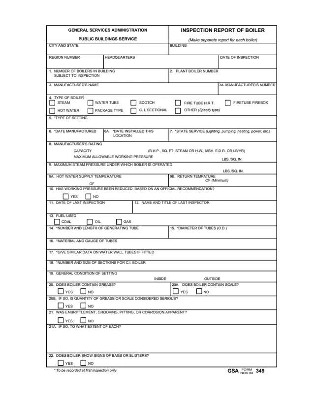 Page 1 of form GSA349