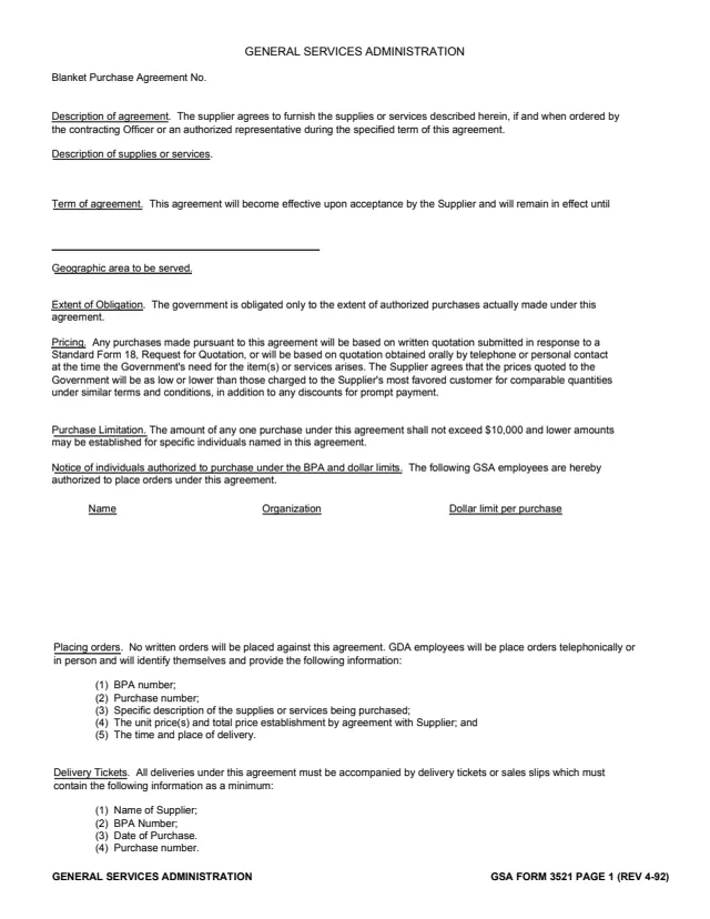 Page 1 of form GSA3521
