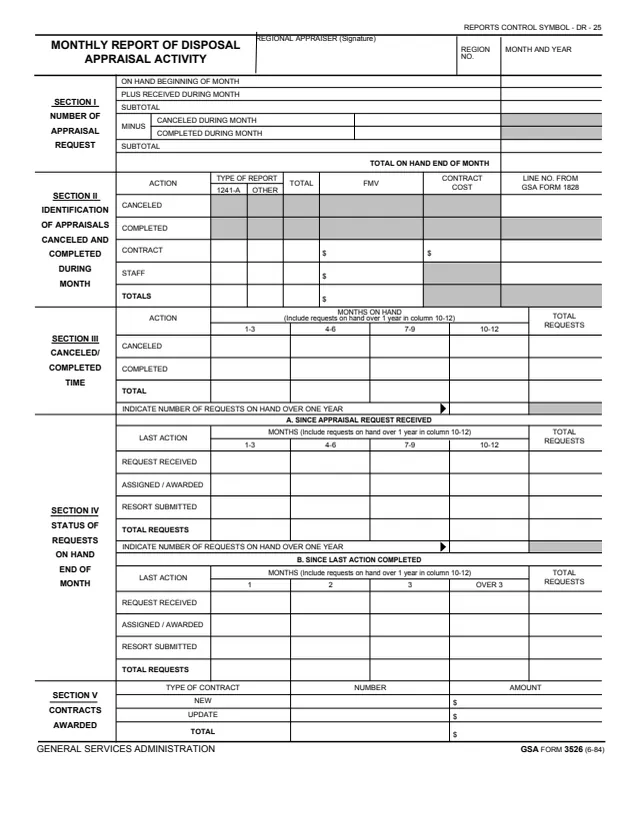 Page 1 of form GSA3526