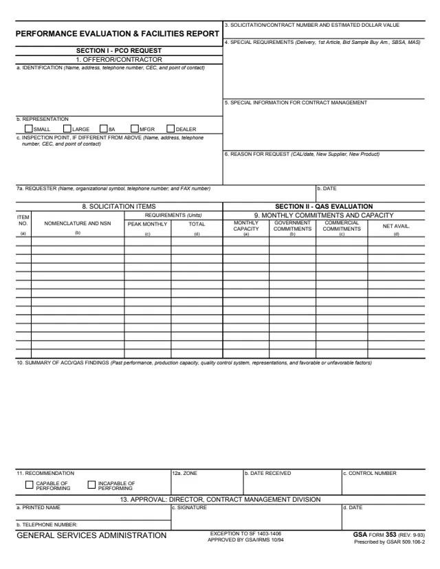Page 1 of form GSA353