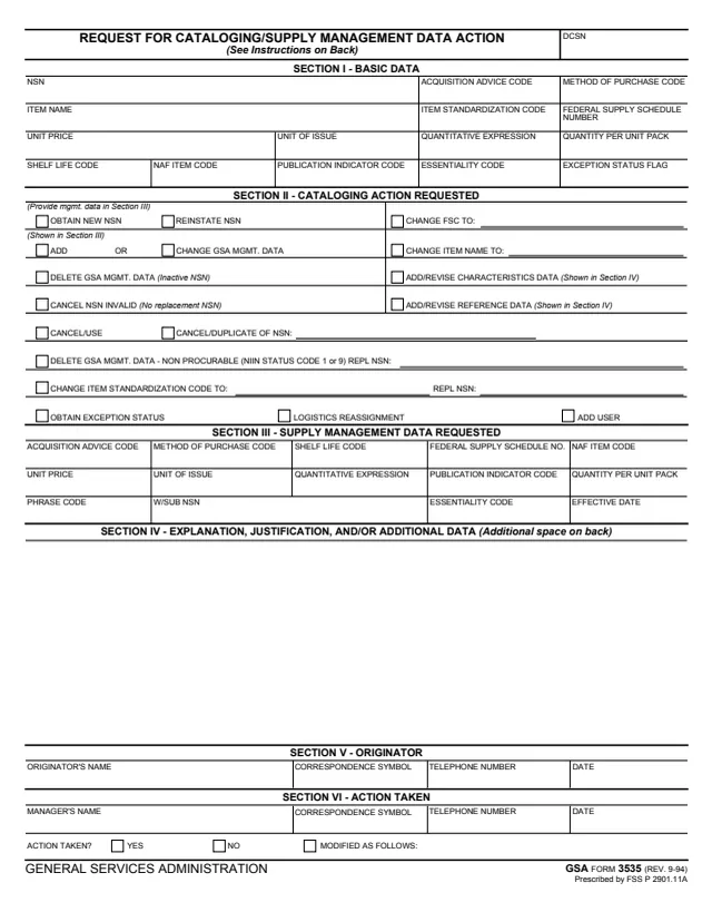 Page 1 of form GSA3535