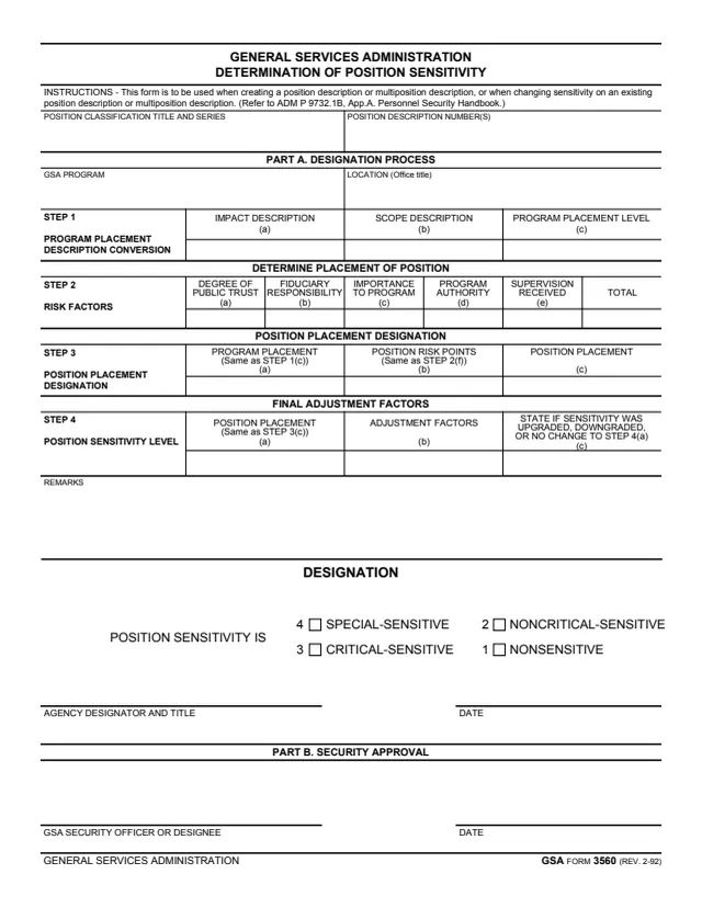 Page 1 of form GSA3560