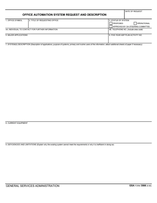 Page 1 of form GSA3566