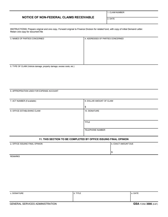 Page 1 of form GSA3586