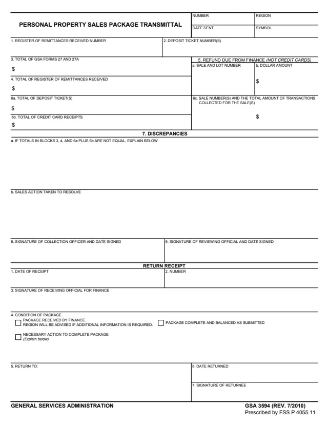 Page 1 of form GSA3594