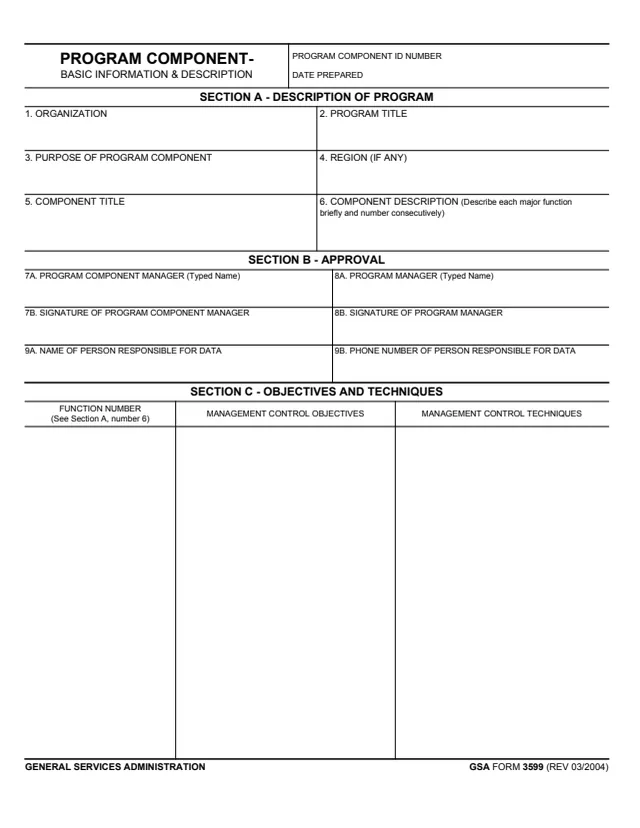 Page 1 of form GSA3599