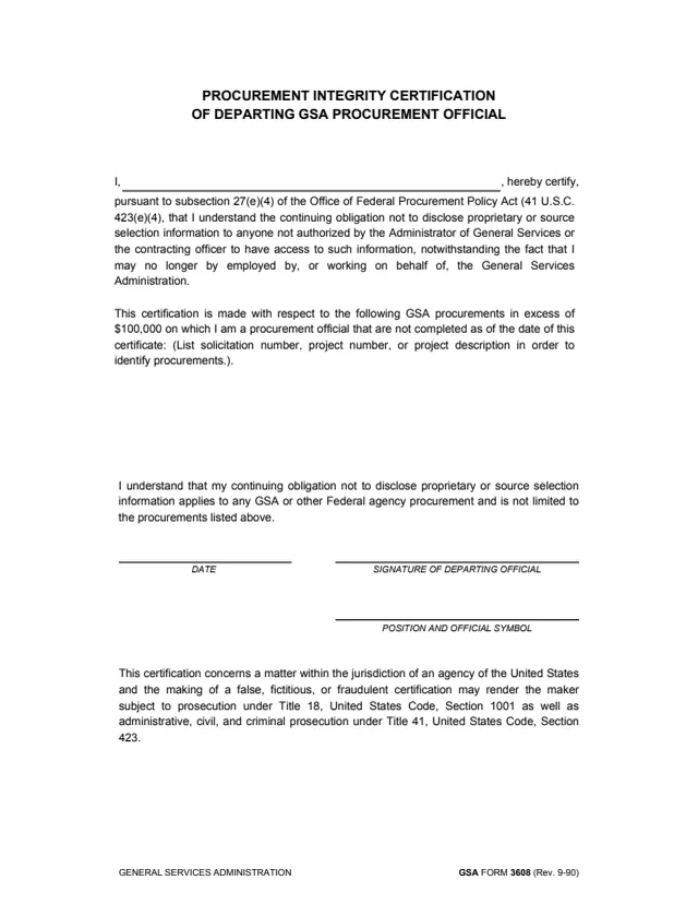 Page 1 of form GSA3608