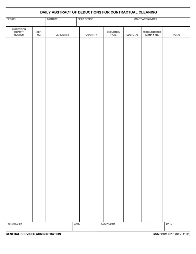 Page 1 of form GSA3618