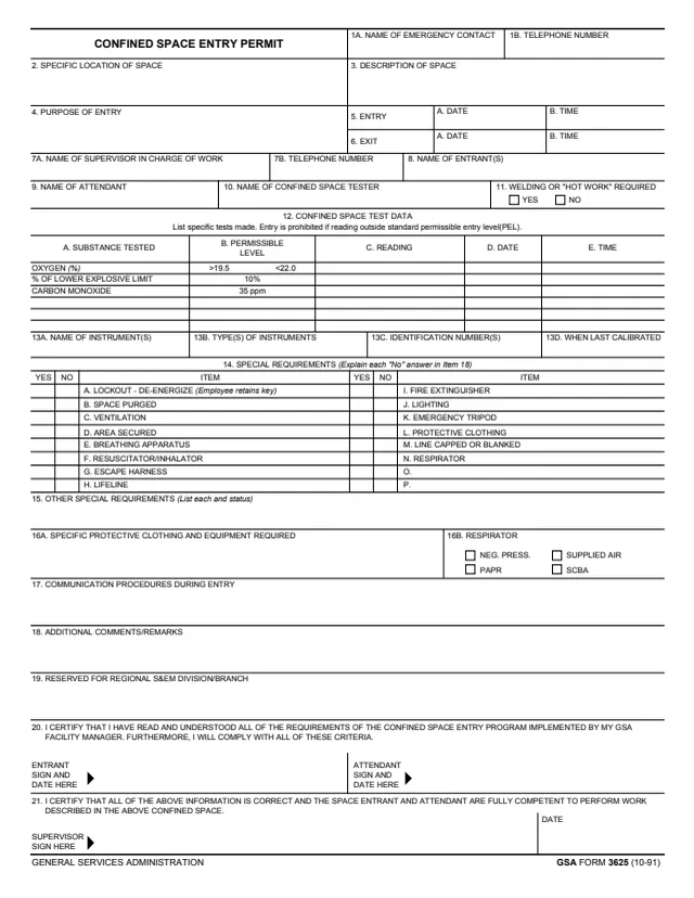 Page 1 of form GSA3625