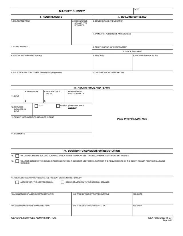 Page 1 of form GSA3627