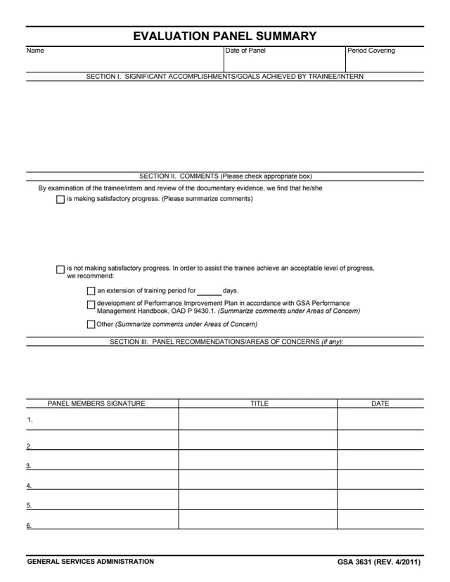 Page 1 of form GSA3631