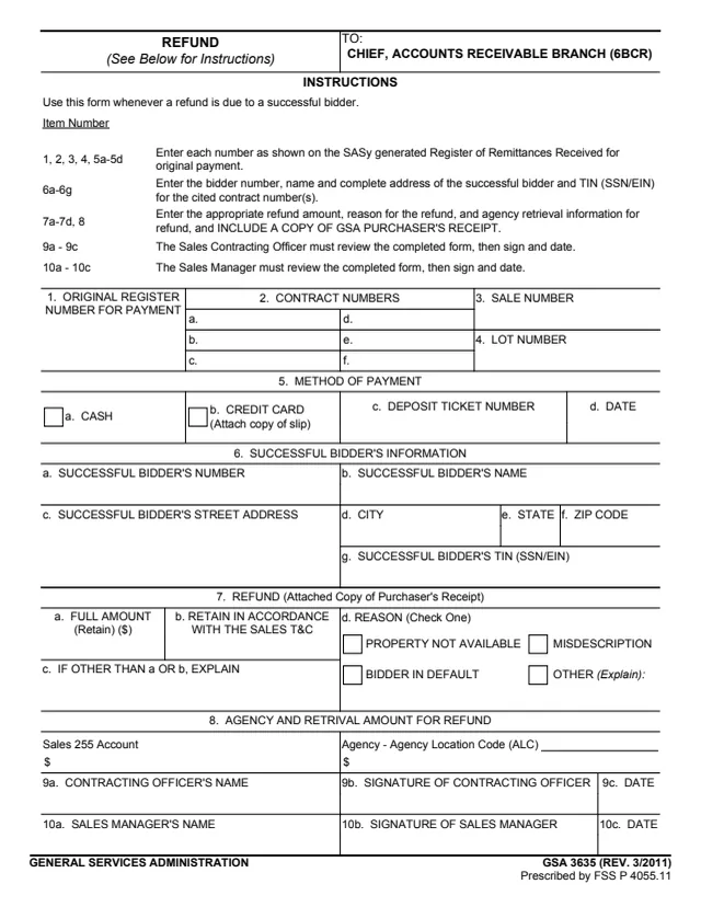 Page 1 of form GSA3635