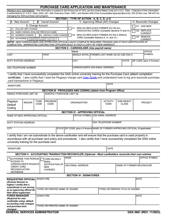 Page 1 of form GSA3661