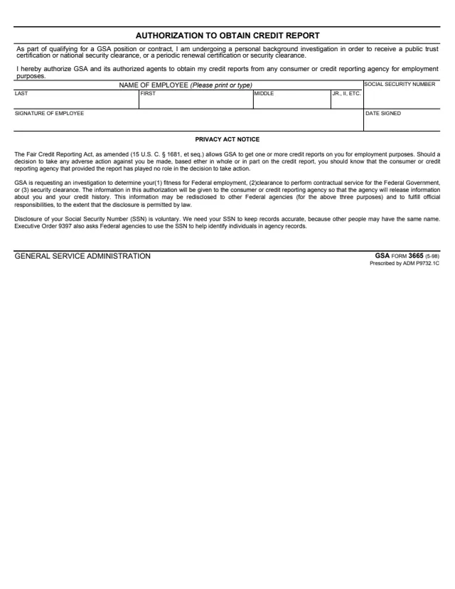 Page 1 of form GSA3665