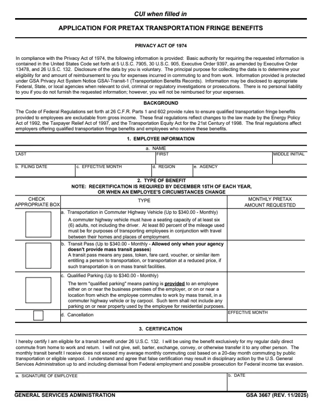 Page 1 of form GSA3667