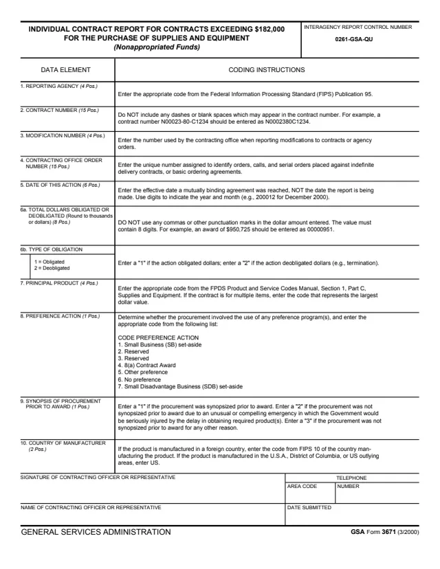 Page 1 of form GSA3671