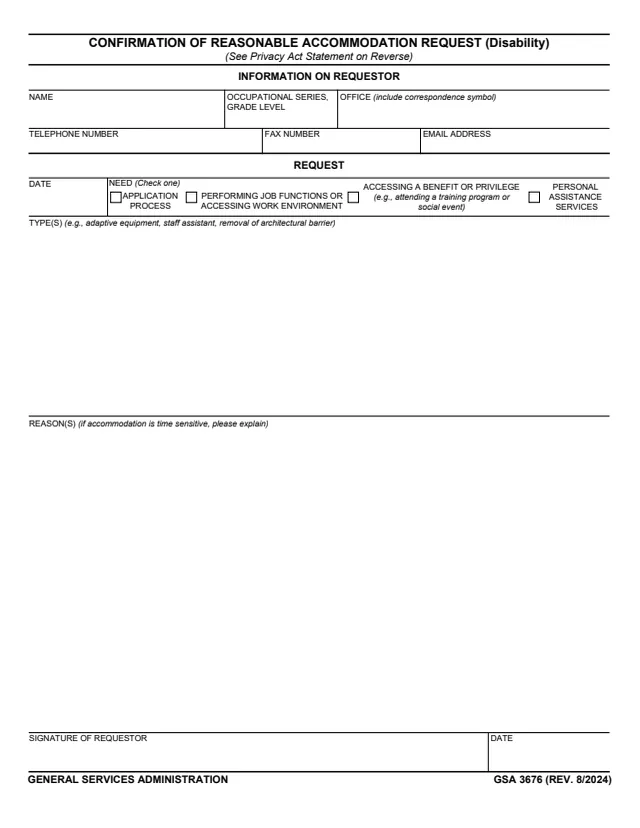 Page 1 of form GSA3676