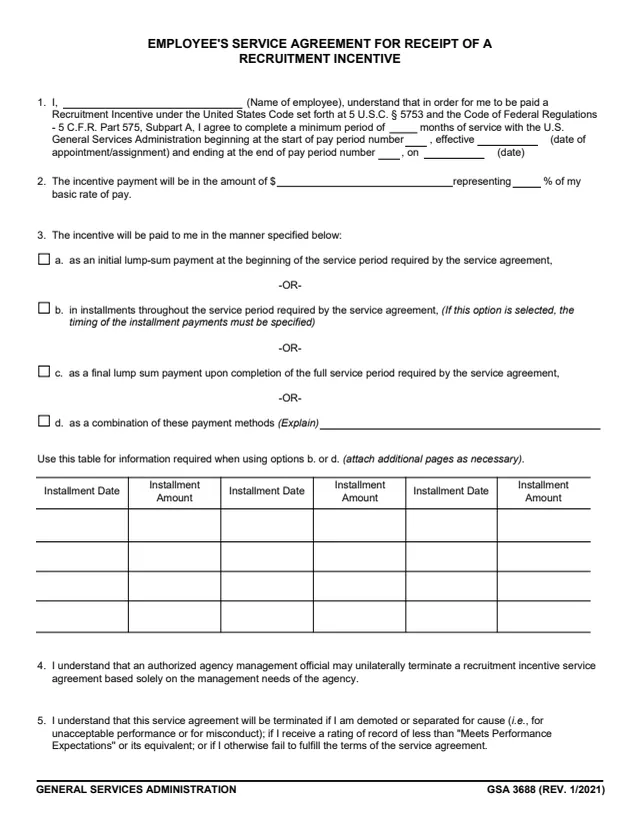 Page 1 of form GSA3688