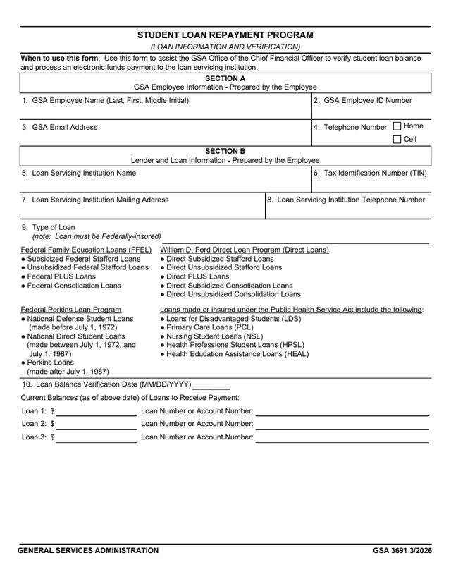 Page 1 of form GSA3691