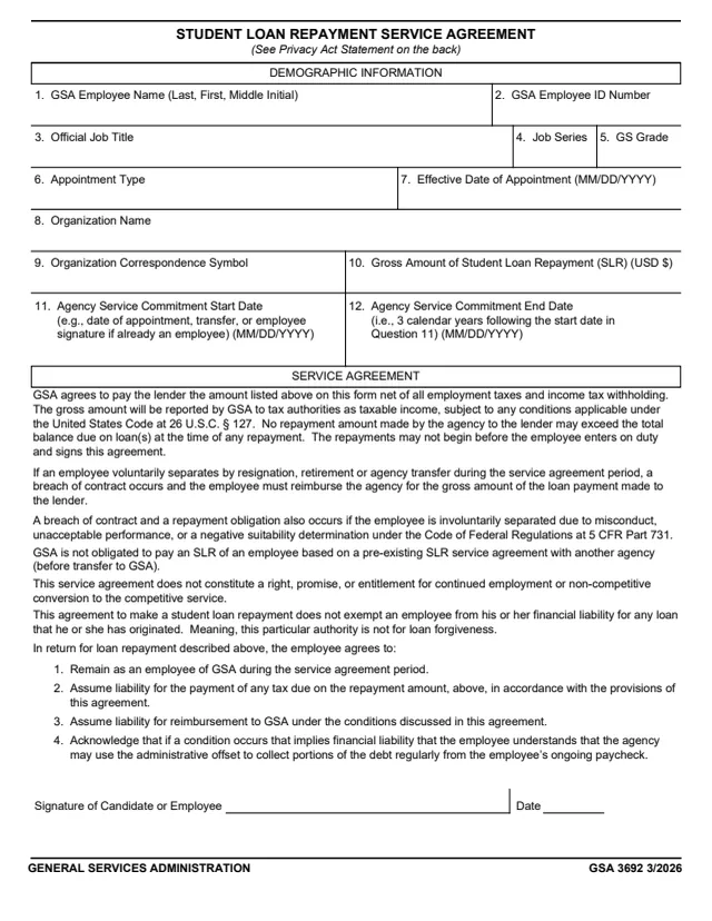 Page 1 of form GSA3692