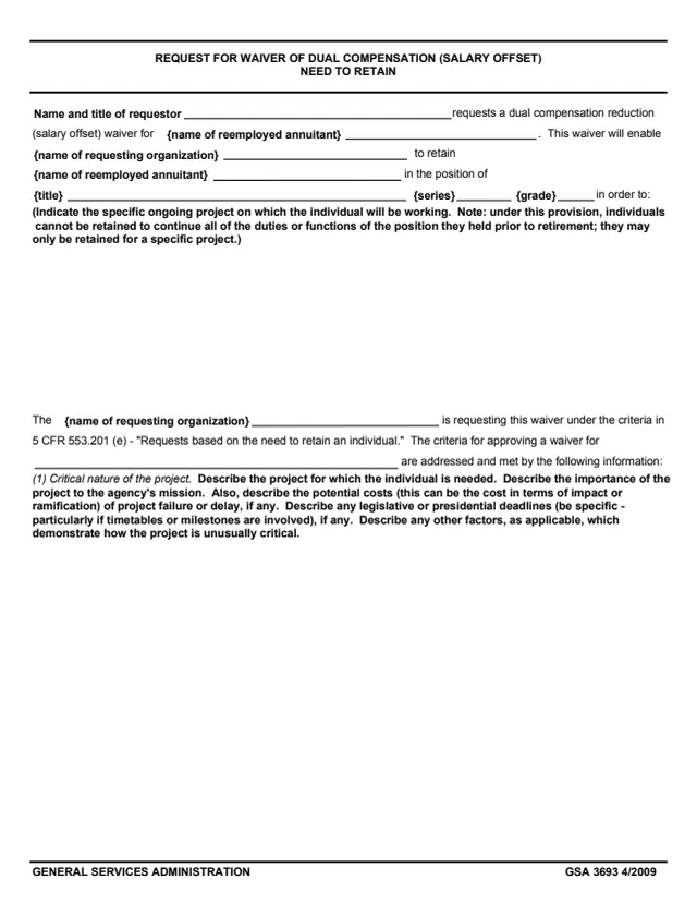 Page 1 of form GSA3693