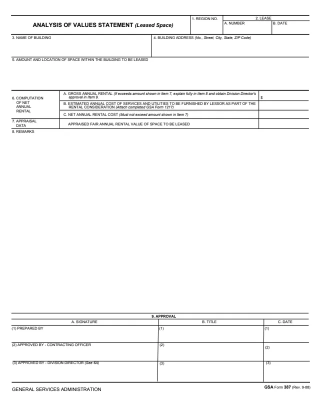 Page 1 of form GSA387