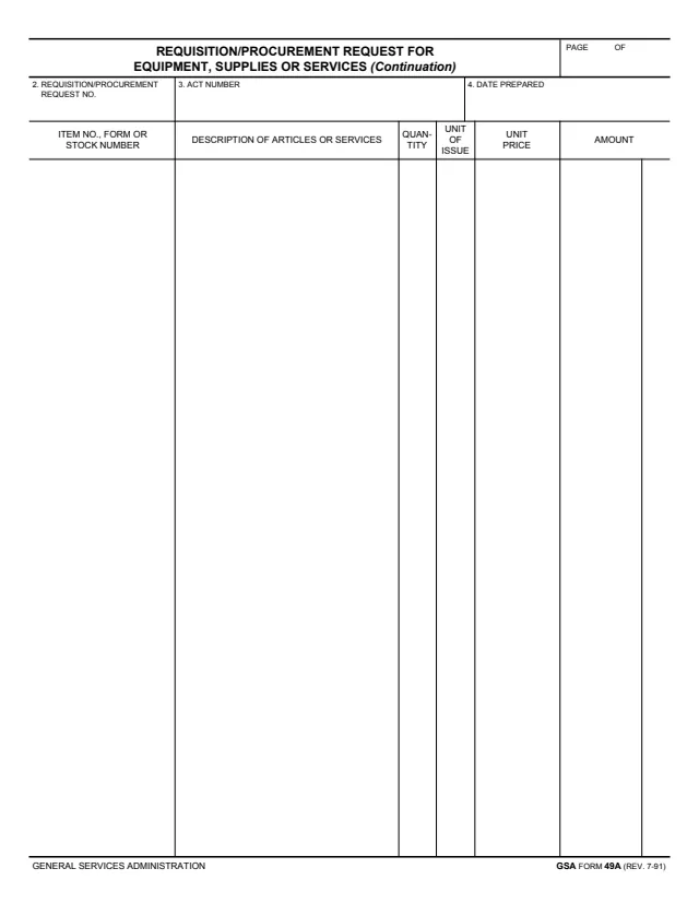 Page 1 of form GSA49A