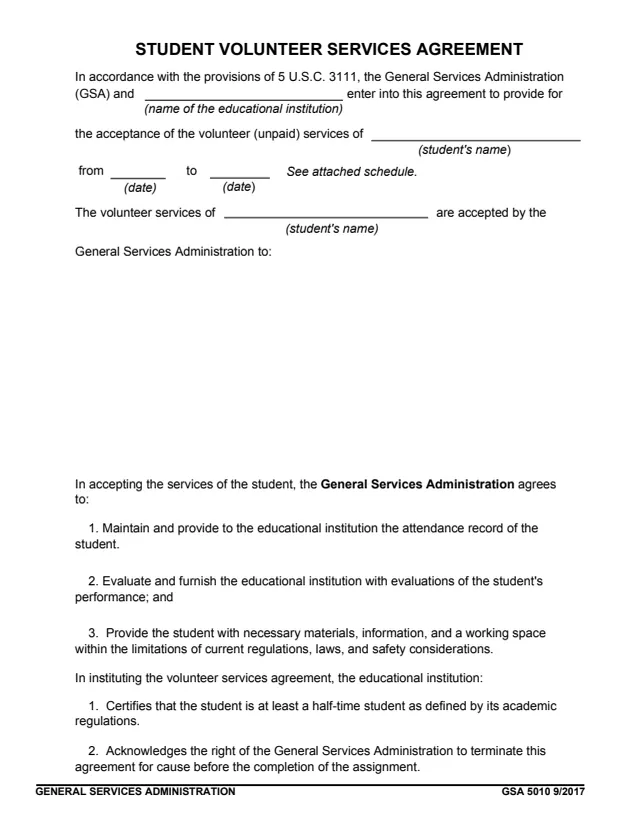 Page 1 of form GSA5010
