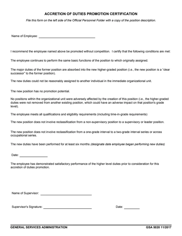 Page 1 of form GSA5020